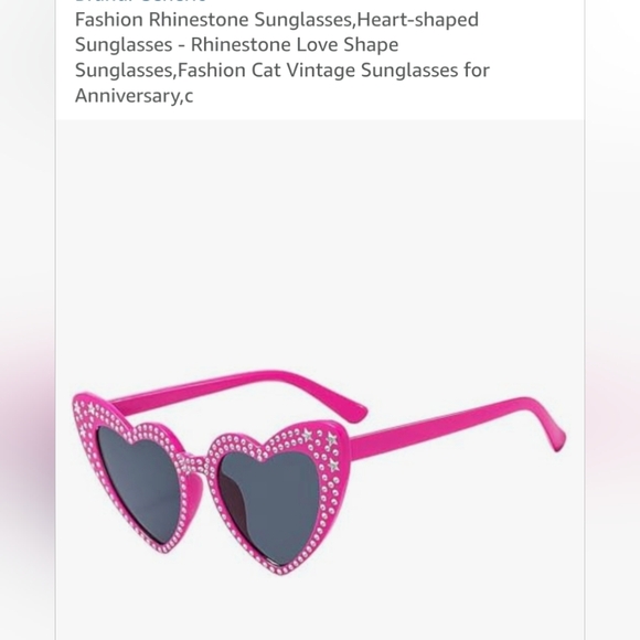 Bejeweled Heart Shaped Hot Pink Sunglasses New With Tags - Picture 3 of 8